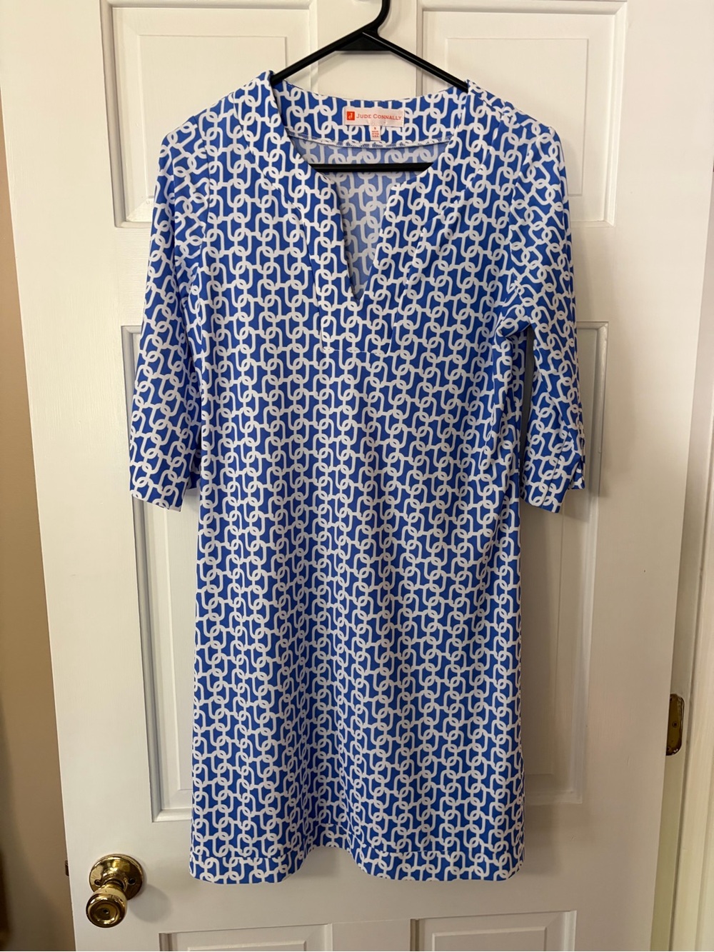 Jude Connally Blue Chain-Print Dress - Size Small